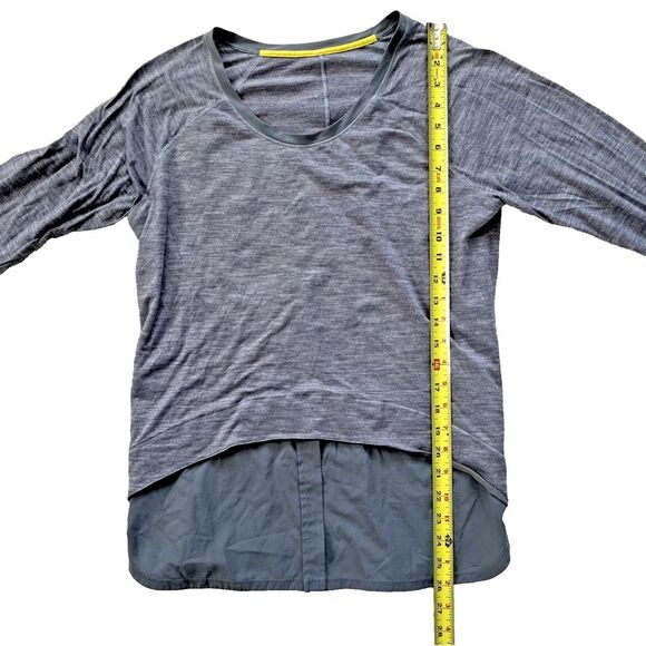 Lululemon Layered Long Sleeve Tee Size 8 Heathered Slate Almost Pear Blouse - Picture 10 of 13